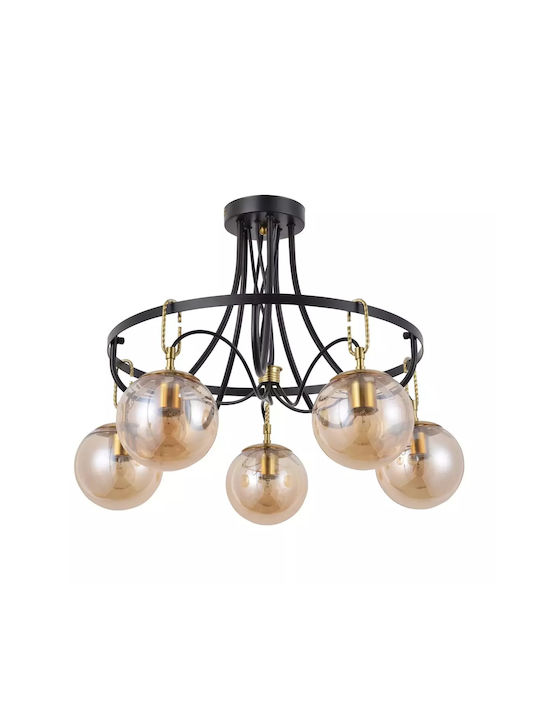 Pendant Chandelier for 5 Bulbs E27 Gold