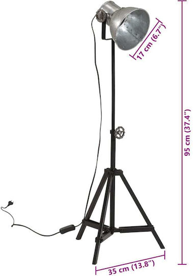vidaXL Vintage Floor Lamp H55xW15cm. with Socket for Bulb E27 Silver