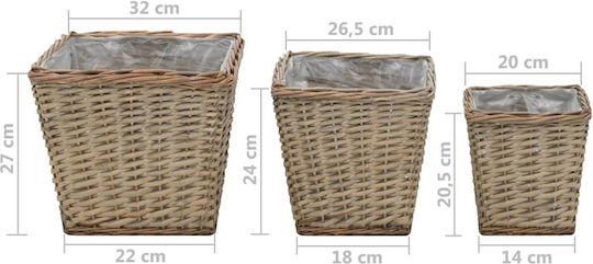 Vidaxl Raised Planters 3 Pieces with Wicker Polyethylene Coating Brown