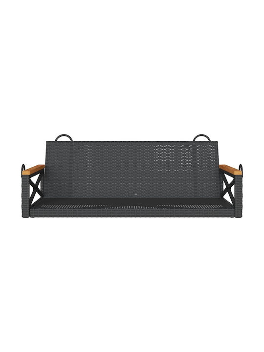 Rattan Swing Black with 110kg Maximum Weight Capacity L109xW62xH40cm