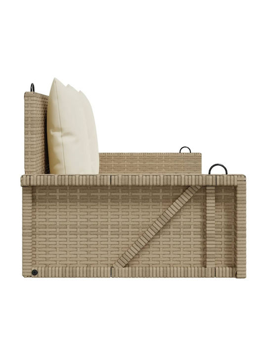 Rattan Swing Beige with 110kg Maximum Weight Capacity L119xW56xH48cm
