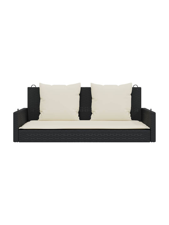 Rattan Swing Black with 110kg Maximum Weight Capacity L119xW56xH48cm