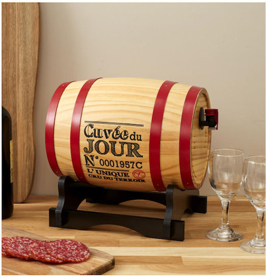 Cook Concept KV7166 Butoi de vin din lemn cu robinet 5lt Roșu