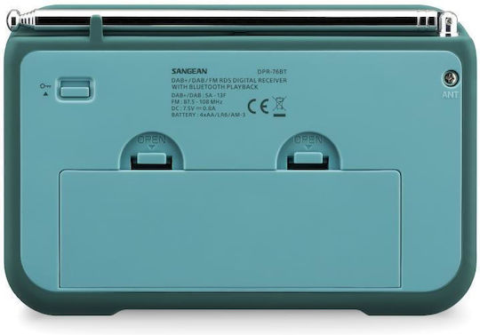 Sangean DPR-76BT Tabletop Radio Battery DAB+ with Bluetooth Light Blue
