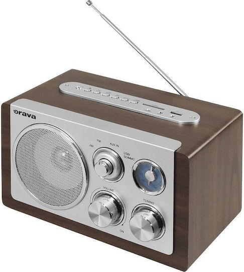 Orava RR-29 A Retro Επιτραπέζιο Ραδιόφωνο Ρεύματος με USB Καφέ