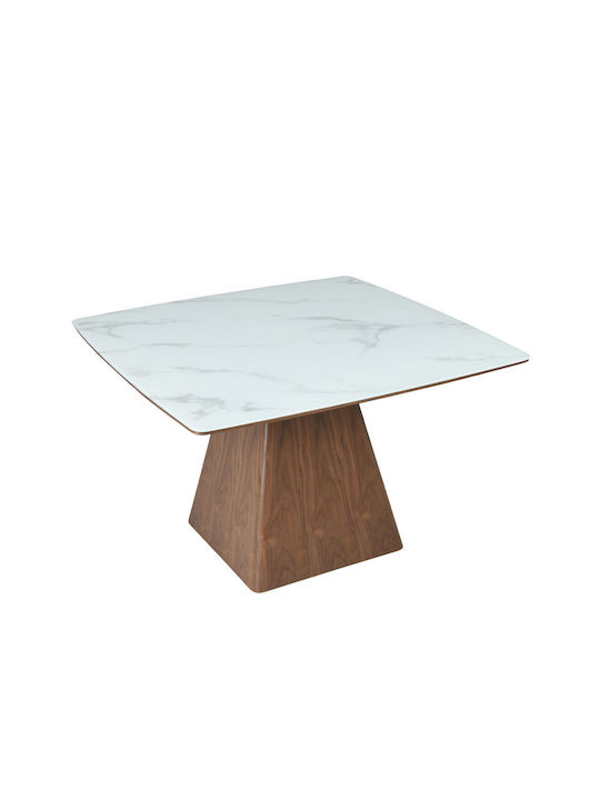 Totem Table Dining Room with Marble Surface White 120x120x120cm