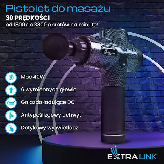 Extralink Gun Massage for the Body with Vibration Black