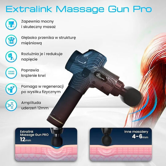 Extralink Gun Massage for the Body with Vibration Black