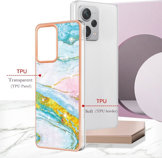 5g Global Electroplating Marble Umschlag Rückseite Silikon / Kunststoff Grün (Redmi Note 12 Pro+)