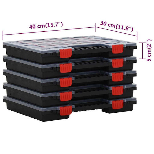 vidaXL Tool Compartment Organiser Transparent 40x30x5cm