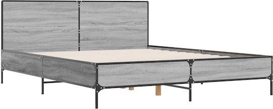 Κρεβάτι Διπλό για Στρώμα 140x190cm Γκρι Κρεβάτι Διπλό για Στρώμα 140x190cm Γκρι