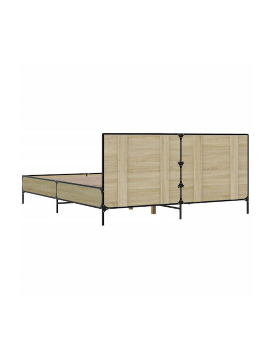 Doppelbett Aus Holz Braun Mit Lattenrost Für Matratze 140x200cm
