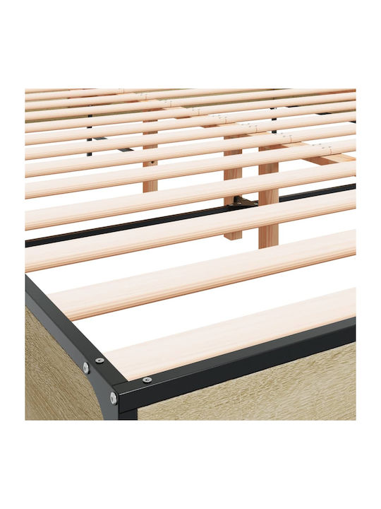 Doppelbett Aus Holz Braun Mit Lattenrost Für Matratze 140x200cm