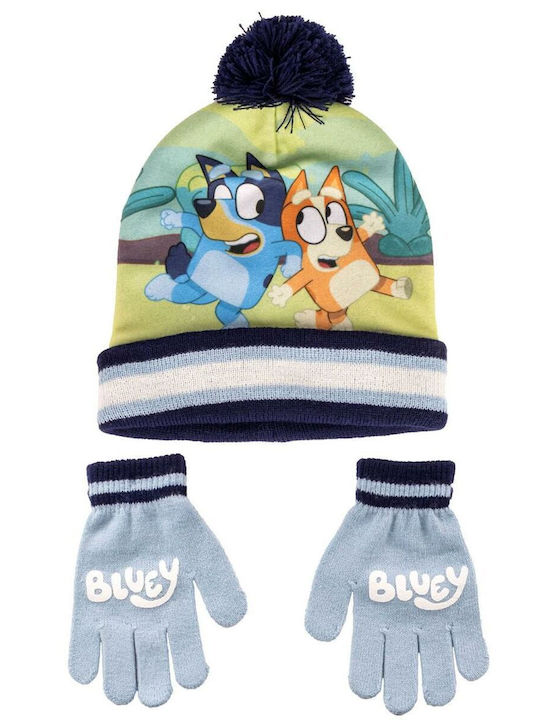 Kinder Mütze Set Gestrickt Blau