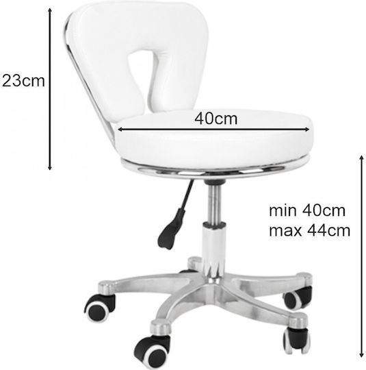 Salon Stools Wheeled Stool with Backrest 36cm White