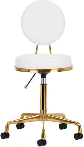 Salon Stools Wheeled Stool with Backrest White