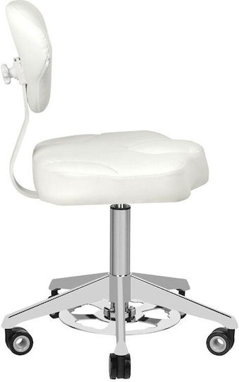 Salon Stools Wheeled Stool with Backrest White