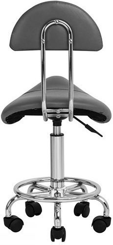 Salon Stools Τροχήλατο Σκαμπό με Πλάτη Γκρι