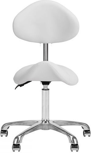 Salon Stools Wheeled Stool with Backrest White