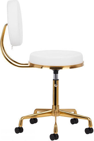 Salon Stools Wheeled Stool with Backrest White