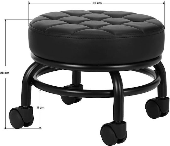 Comfort Style Wheeled Stool with Height 28cm Black