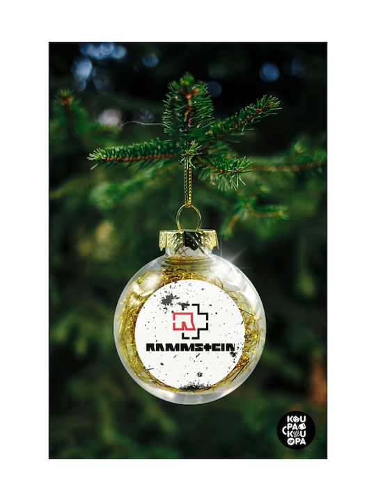 Rammstein Christmas Hanging Ball Ornament Plastic Transparent With Gold Dust With Beads Transparent