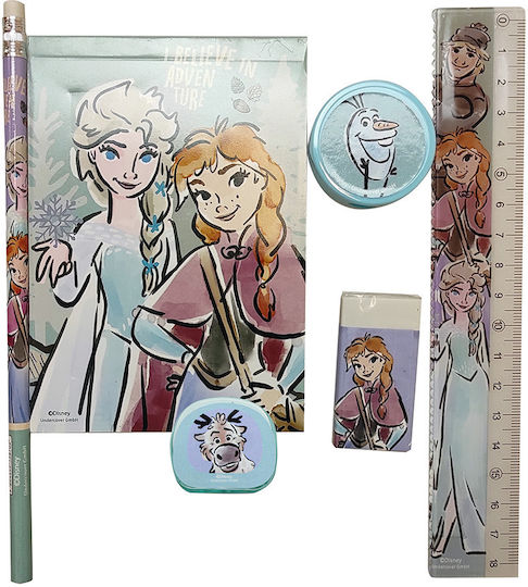 Gim Frozen Kids Stationery Set with Pencil, Sharpener, Eraser, Ruler and Pencil Holder Frozen