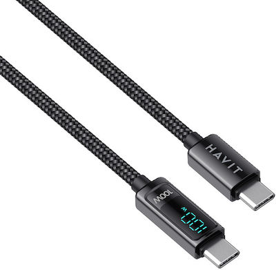 Havit LED USB 2.0 Cable USB-C male - USB-C Μαύρο 2m (21.08.0025)