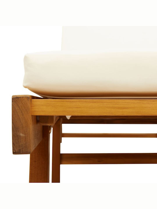 Liegestuhl Hölzernes mit Kissen & Rädern Braun mit Tisch 200x68x30cm.