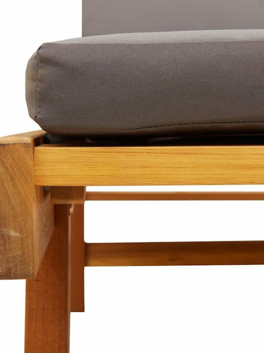 Deckchair Wooden with Cushion & Wheels Brown with Table 200x68x30cm.