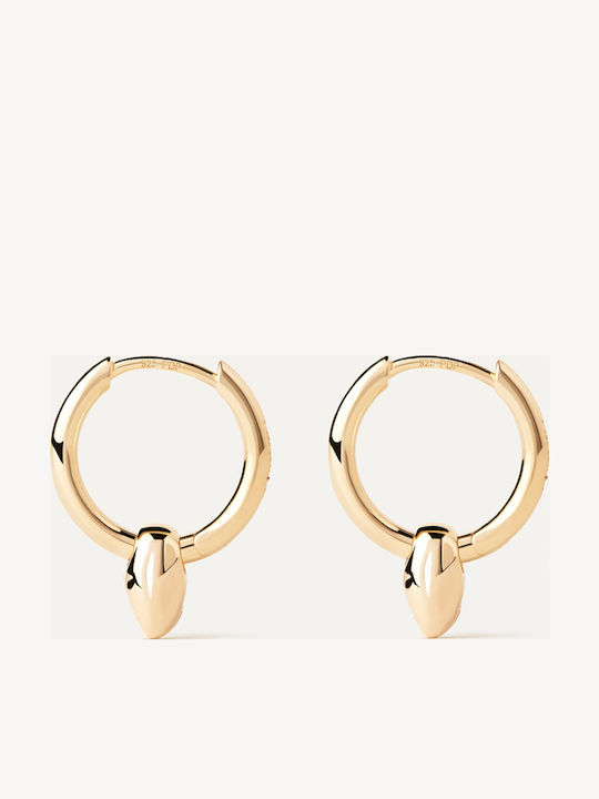 Earrings Hoops made of Silver Gold Plated with Stones