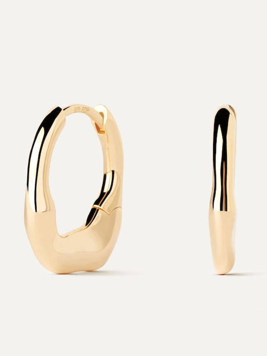 Earrings Hoops made of Silver Gold Plated with Stones