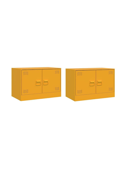 Шкаф за телевизор Метален Mustard Yellow Д134xШ39xВ44см