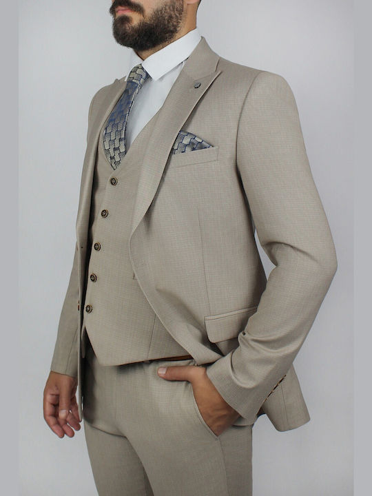 RIC. Men's Winter Suit with Vest Beige