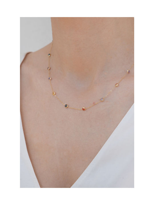 Kritsimis Dots Necklace from Gold 14K with Zircon