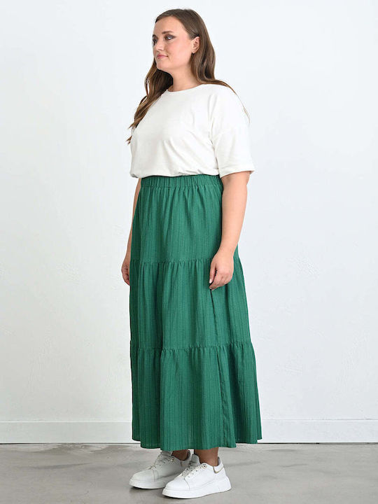 Bubble Chic High Waist Skirt Dark Green