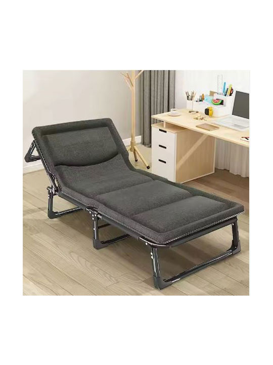 Sunbed Single Folding Metal with Cushion Gray 193x68x30cm.