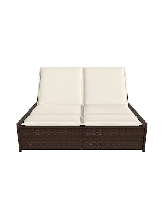 Sunbed Double Rattan with Cushion Brown 110x200cm.