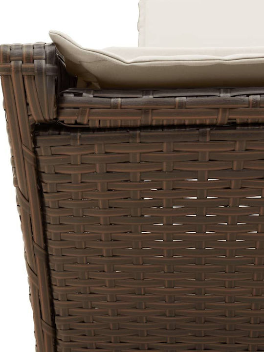 Sunbed Double Rattan with Cushion Brown 110x200cm.