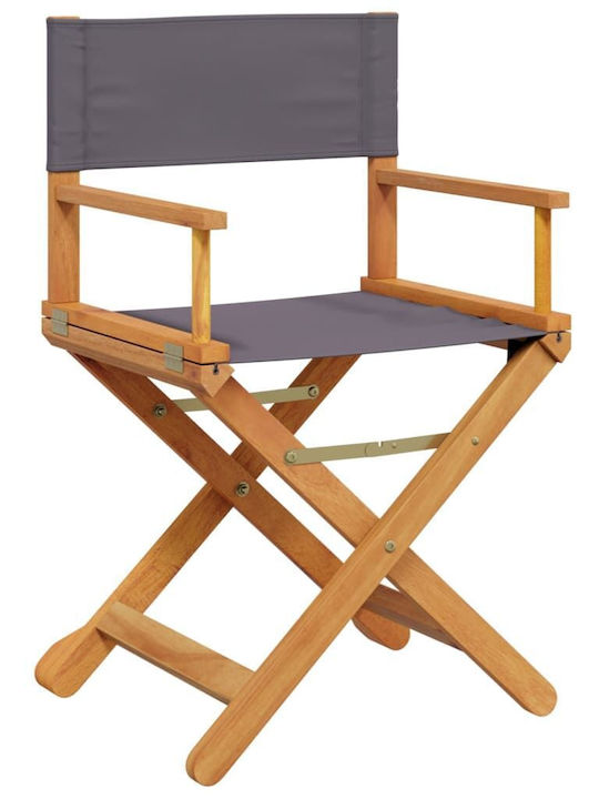 Wooden Director Chair Gray with Cushion 2 Pieces 53x47x90cm