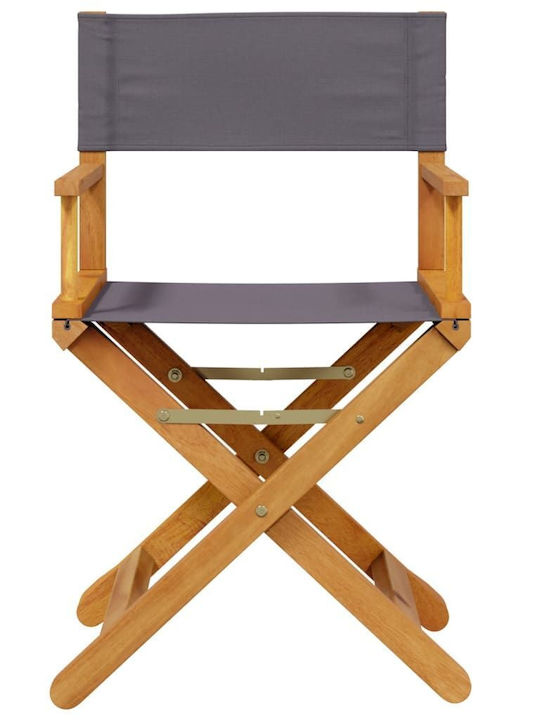 Wooden Director Chair Gray with Cushion 2 Pieces 53x47x90cm