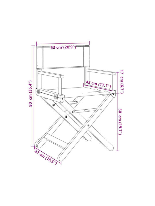Wooden Director Chair Gray with Cushion 2 Pieces 53x47x90cm