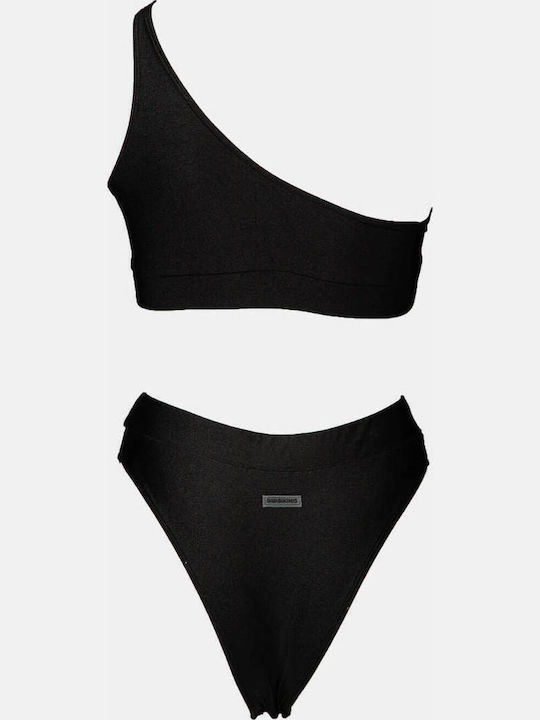 Set Bikini Cu Un Umăr & Brazilia Negru