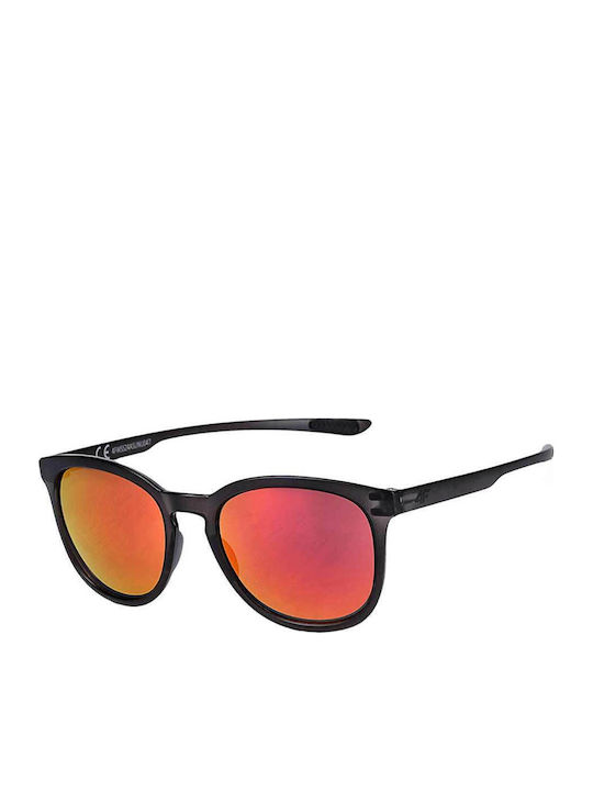 4F Unisex Sonnenbrille mit Schwarz Kunststoff Gestell und Rot Spiegel Linse 4FWSS24ASUNU047-61S