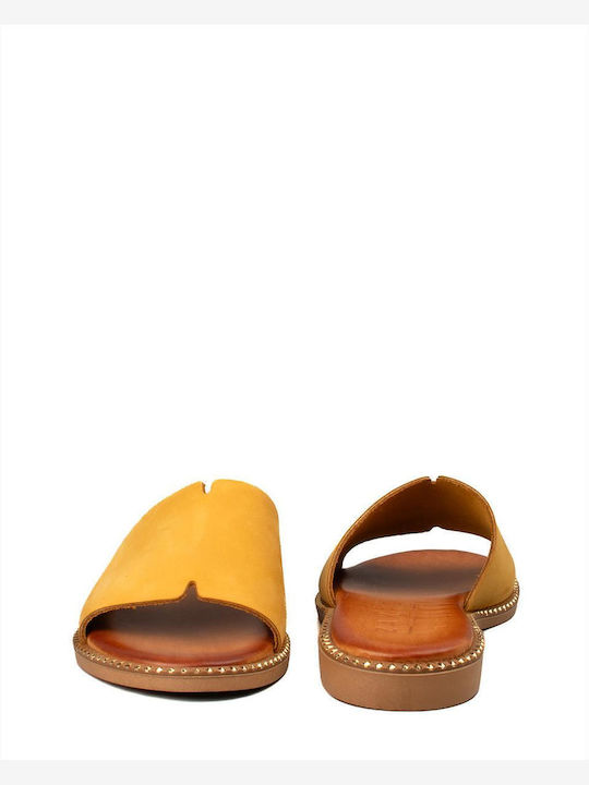 Zakro Collection Leder Damen Flache Sandalen in Gelb Farbe