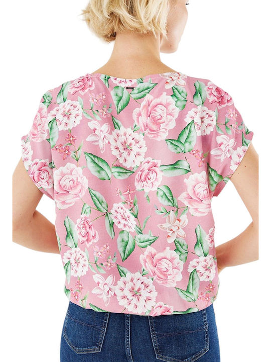 Mexx Damen Bluse Baumwolle Blumen Old Pink