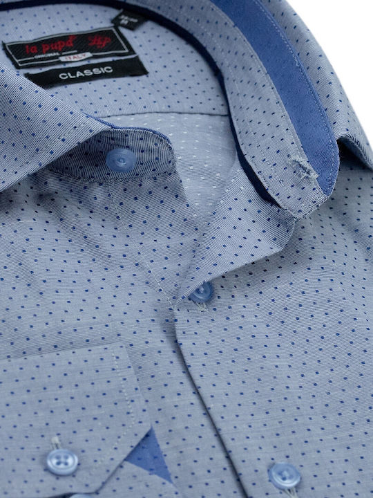 La Pupa Men's Shirt Cotton Polka Dot Sky Blue