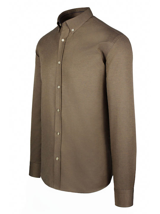 La Pupa Men's Shirt Long Sleeve Cotton Brown