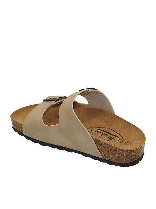 Flache Sandalen für Damen Anatomisch in Beige Farbe