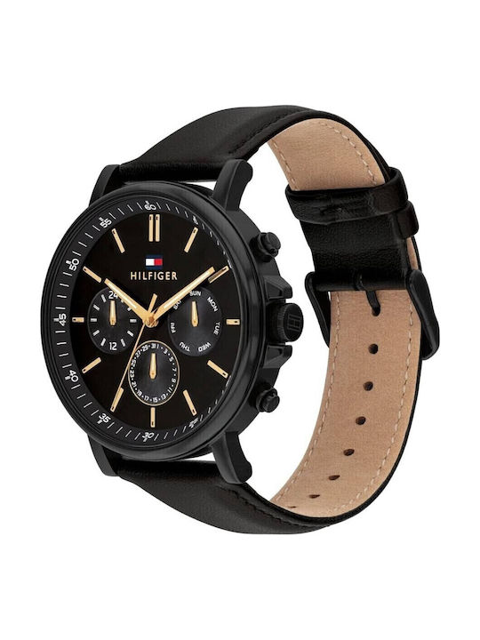 Tommy Hilfiger Tyson Ceas Barbati 44mm Baterie Cu Curea Din Piele Neagră